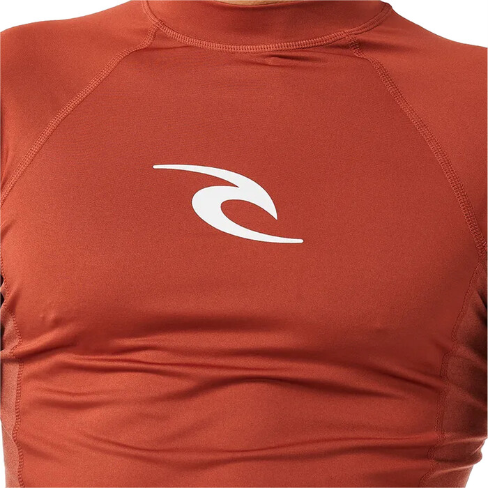 2024 Rip Curl Mens Waves UPF Performance Short Sleeve Rash Vest 142MRV - Red